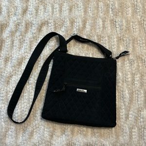 Vera Bradley Quilted Crossbody Purse Black w/ Cheetah Interior